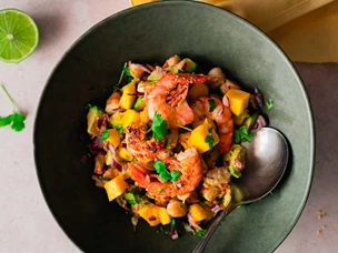Salada de camarão e manga