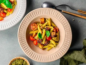 Receita Penne com tofu e tomate
